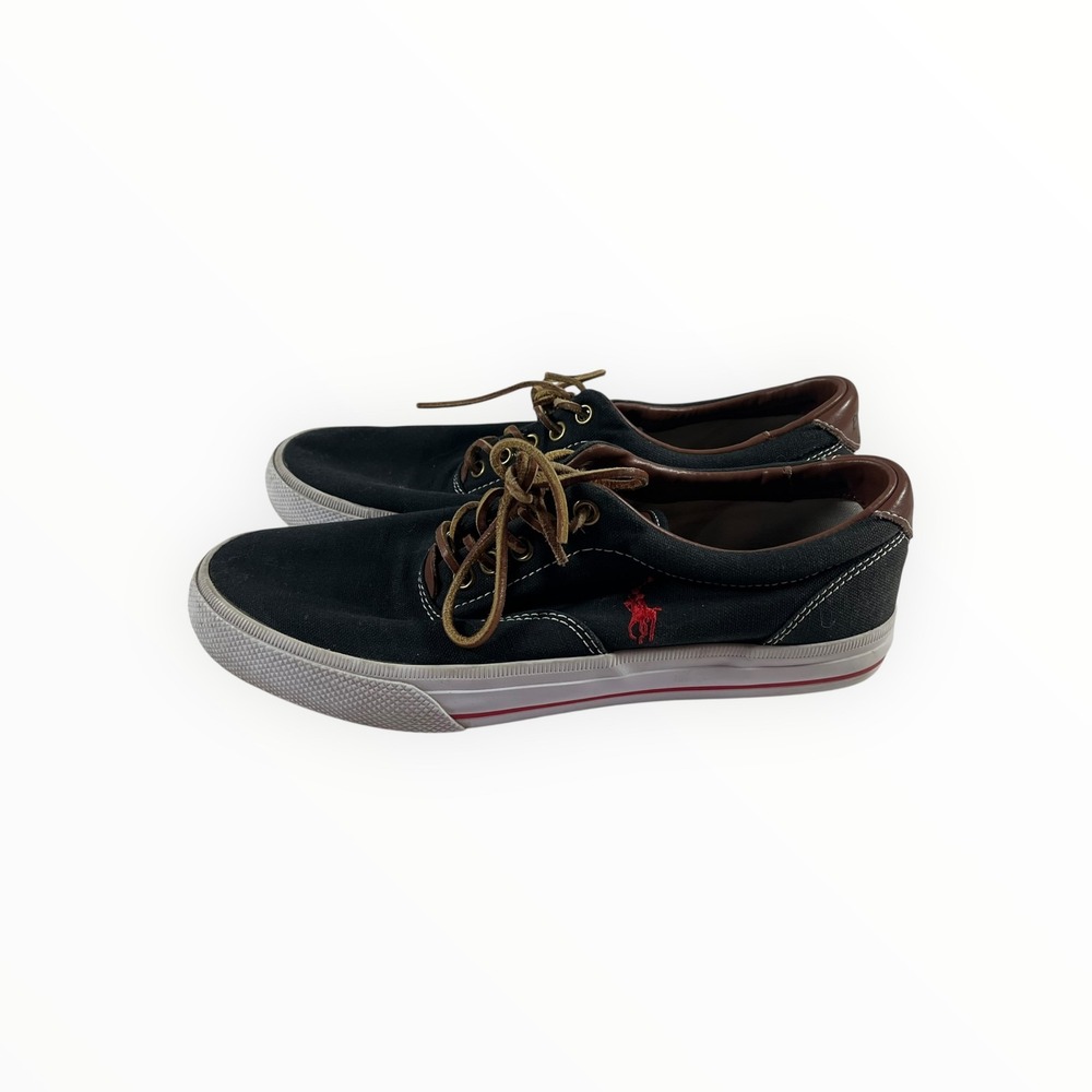 Polo Ralph Lauren Vaughn Men's Black Canvas Lace-Up Sneakers Shoes Size 9D